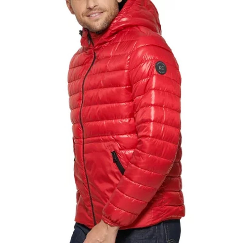 Kenneth Cole Sherpa Lined Hooded Puffer Jacket Men's - Size Small - RED